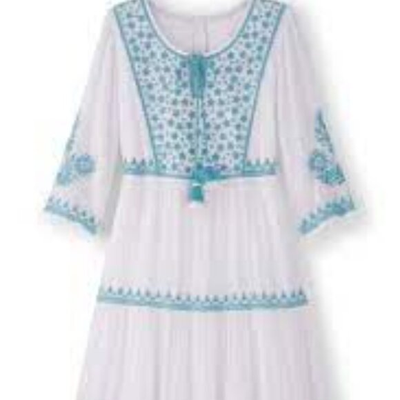 Soft Surroundings JUNIPER Bohemian Embroidered Cotton Gauze Dress -M - Picture 4 of 7
